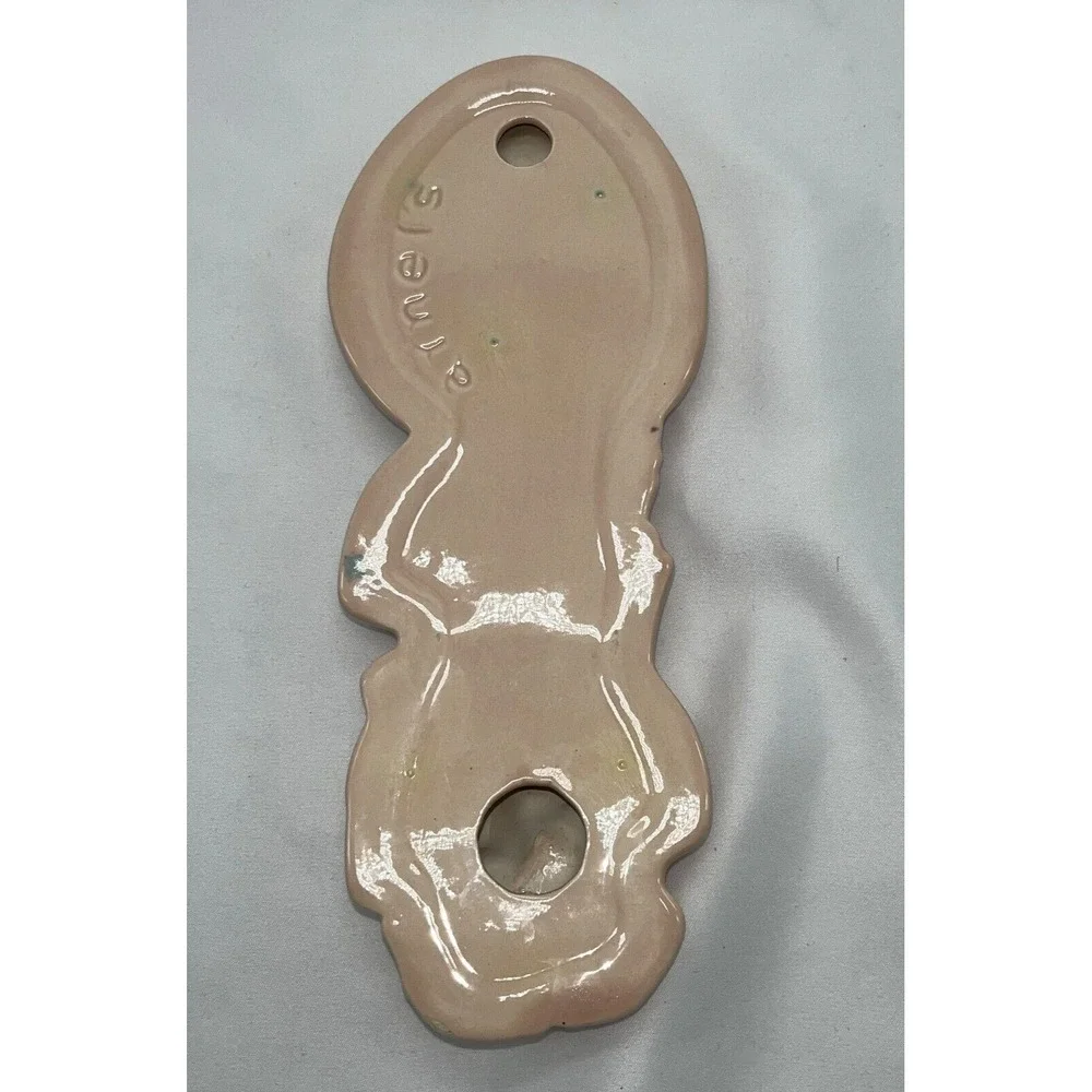 Arnels Mushroom Spoon Rest Ceramics Hanging Wall Decor Vintage 70s Light Peach